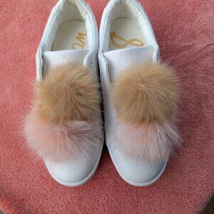 Sam Edelman Leya Pom Pom White Sneakers Size 8